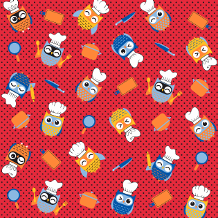 TRICOLINE CHEF CORUJA VERMELHO 100% ALGODÃO