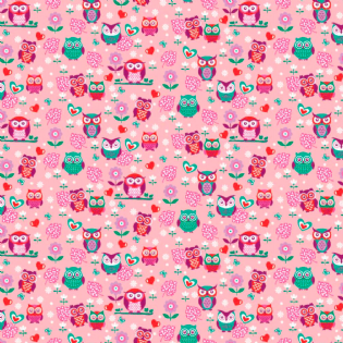 TRICOLINE CORUJA CORAÇÃO ROSA 100% ALGODÃO