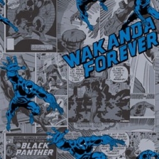 TRICOLINE MARVEL PANTERA  NEGRA QUADRINHO PRETO 100% ALGODÃO 0,50X0,70 M