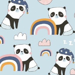 TRICOLINE PANDA AZUL CLARO 100% ALGODÃO
