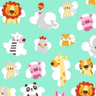 TRICOLINE MINI ZOOLÓGICO VERDE CLARO 100% ALGODÃO